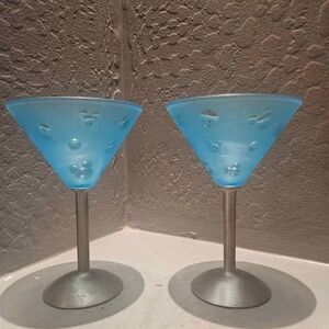 Plastic Blue Mickey Mouse Martini Glasses Set of 2
